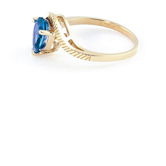 14K. SOLID GOLD RING WITH DIAMONDS & BLUE TOPAZ (Yellow Gold) - Picture 2 of 3
